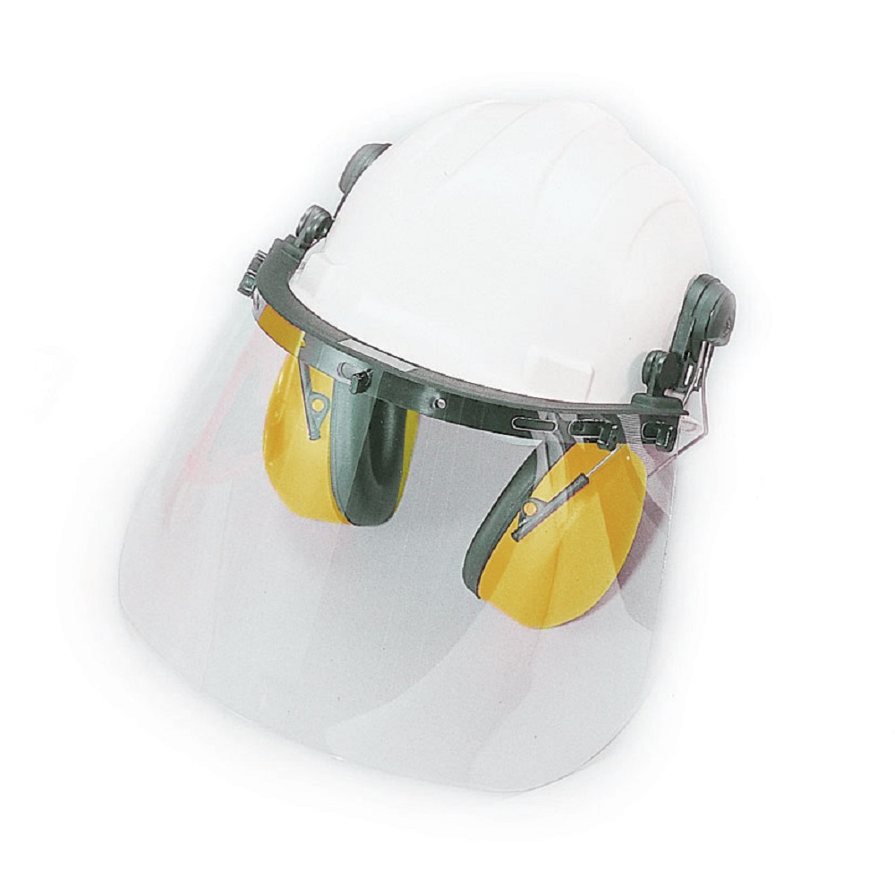 SAFETY HELMET WITH EARMUFFS AND VISOR