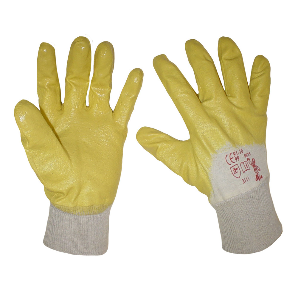 Guantes en NBR amarillos con dorso abierto