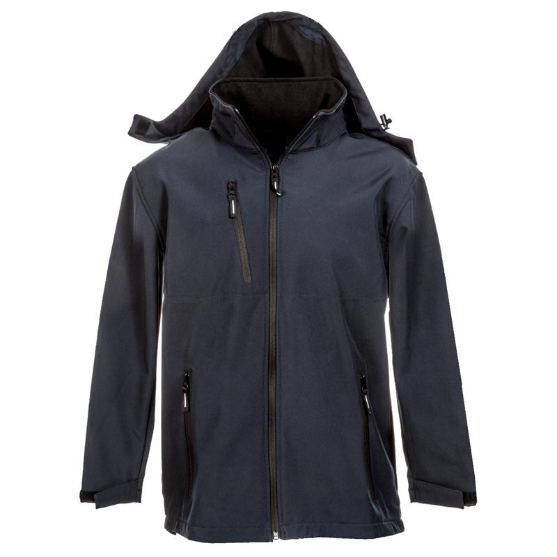 CHAQUETA SOFTSHELL C/CAPUCHA AZUL OSCURO